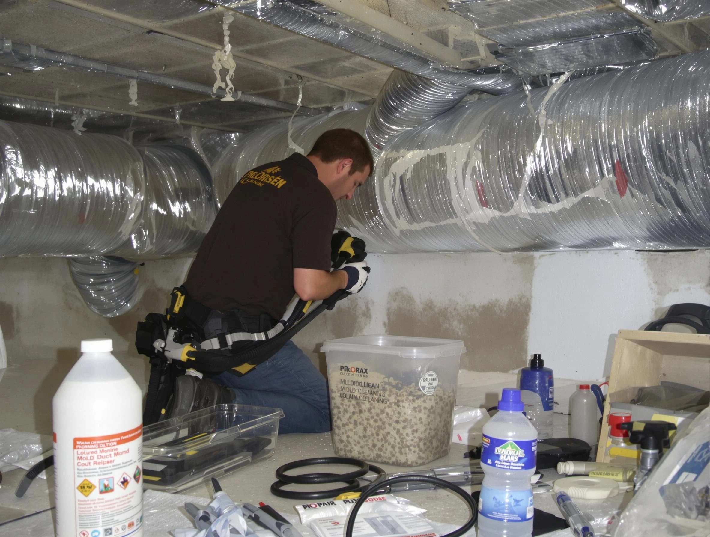Butler Air Duct Cleaning specialist performing professional mold removal from air ducts in Butler