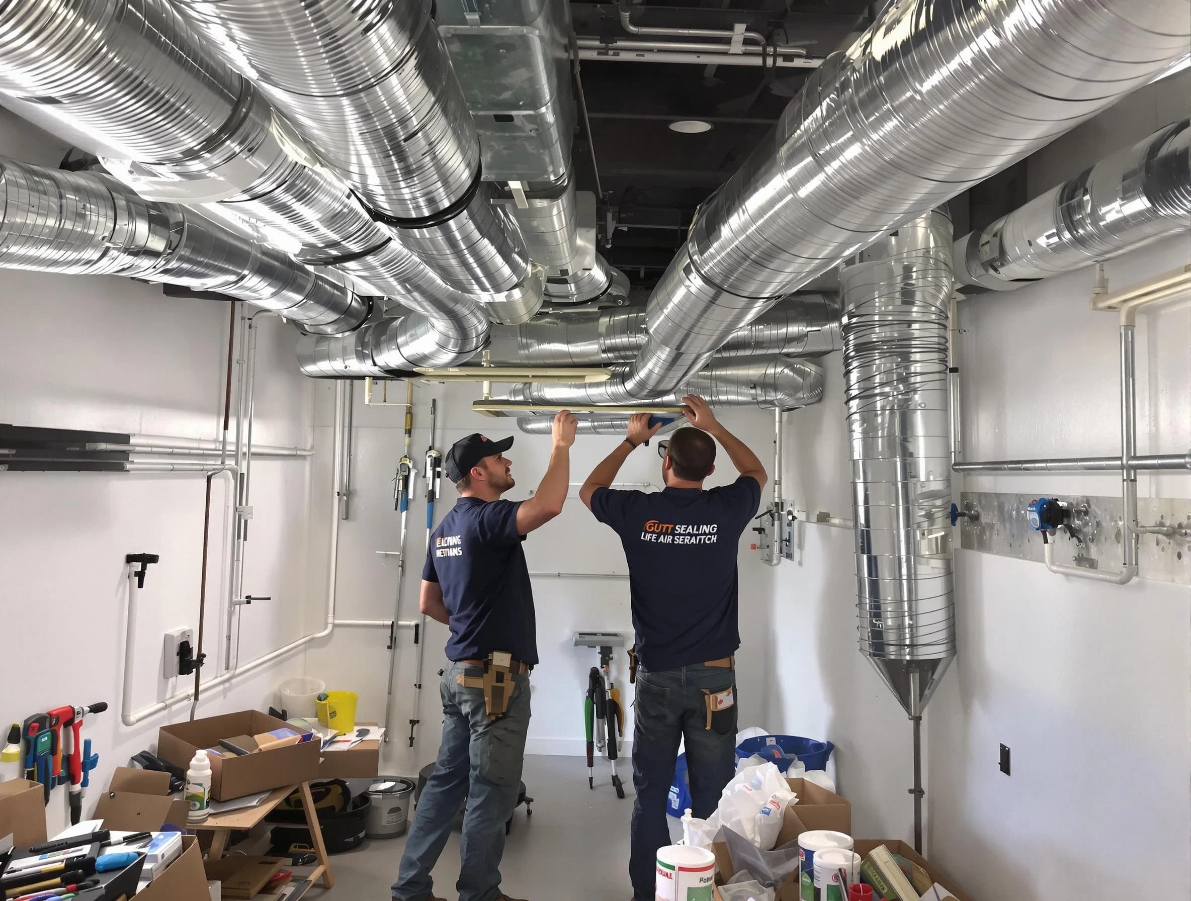 Butler Air Duct Cleaning technician applying professional duct sealing solutions in Butler