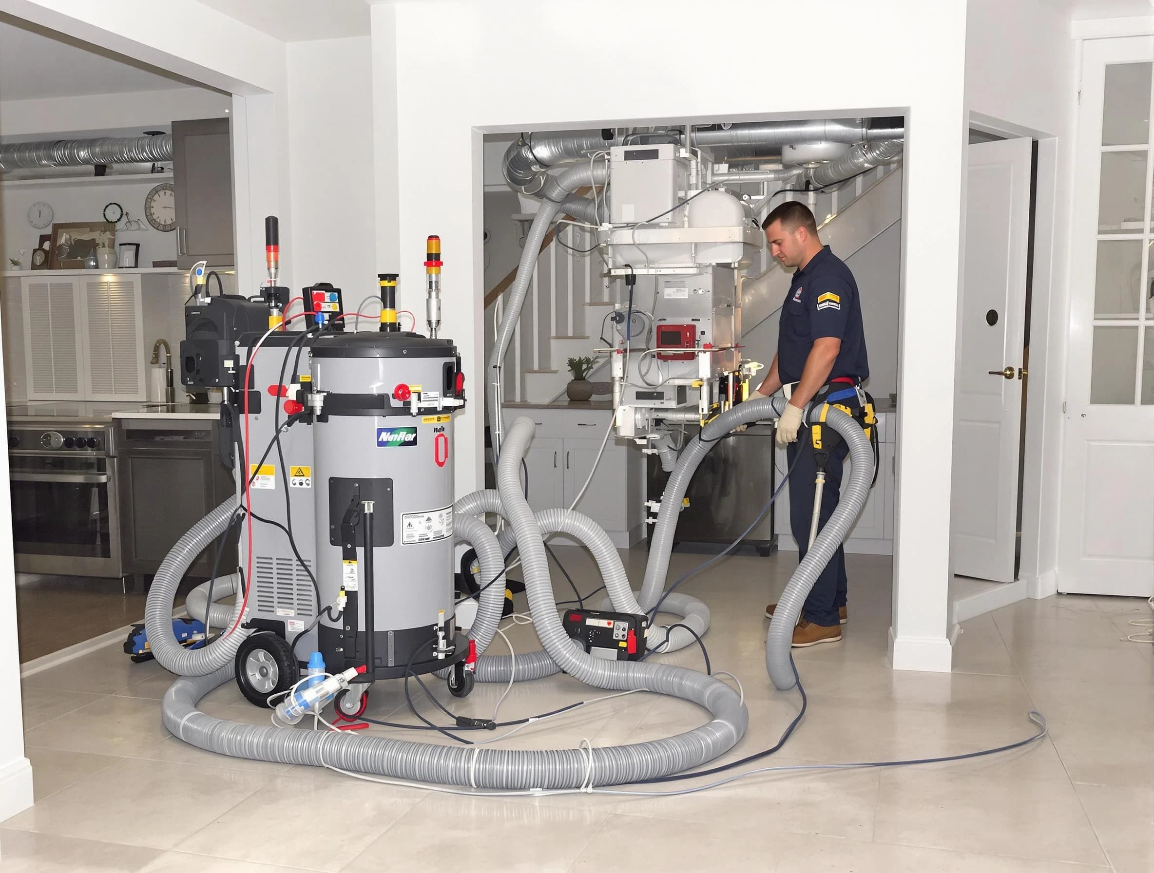 Butler Air Duct Cleaning technician operating negative pressure cleaning equipment for thorough duct maintenance in Butler