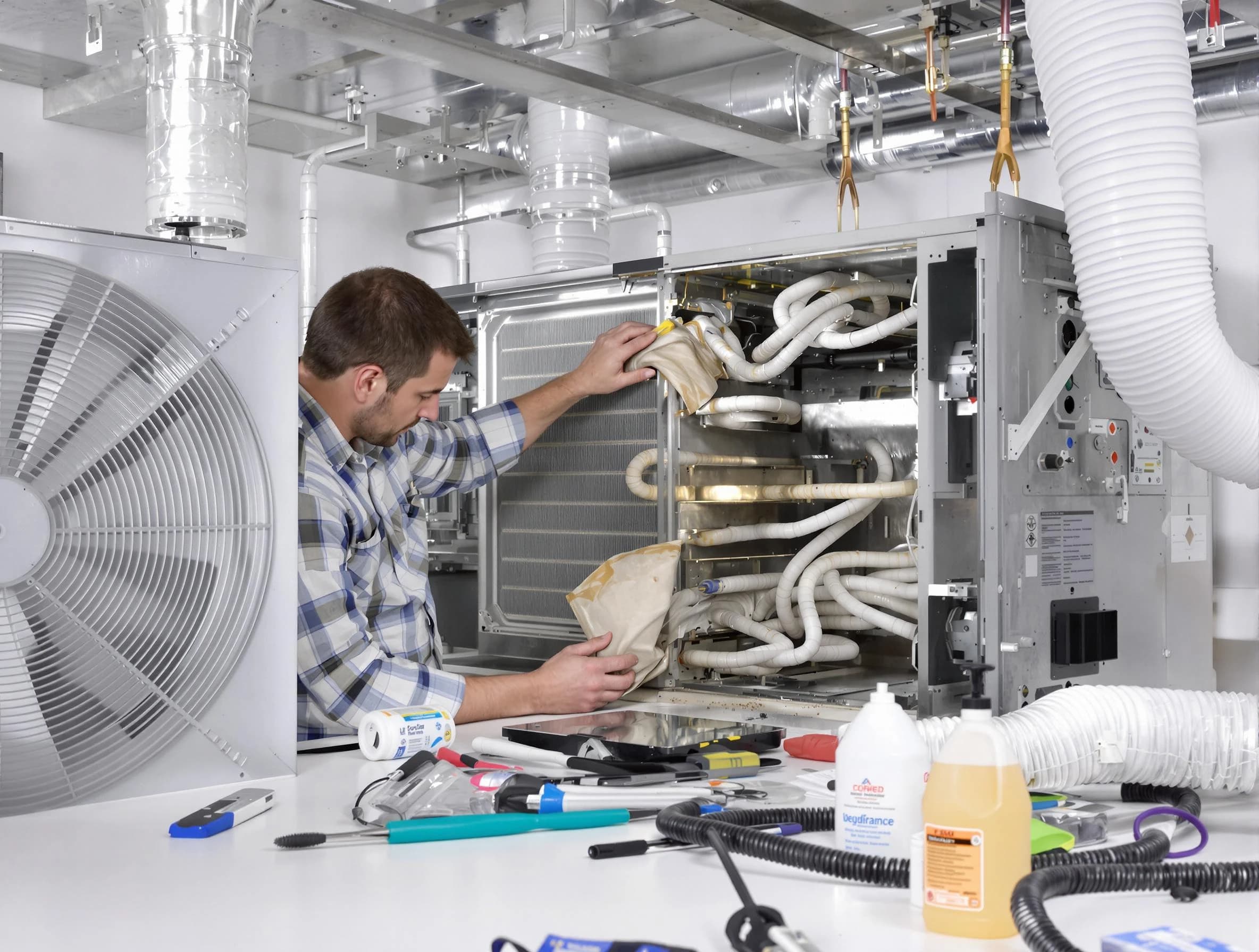 Butler Air Duct Cleaning specialist performing precision AC coil cleaning in Butler