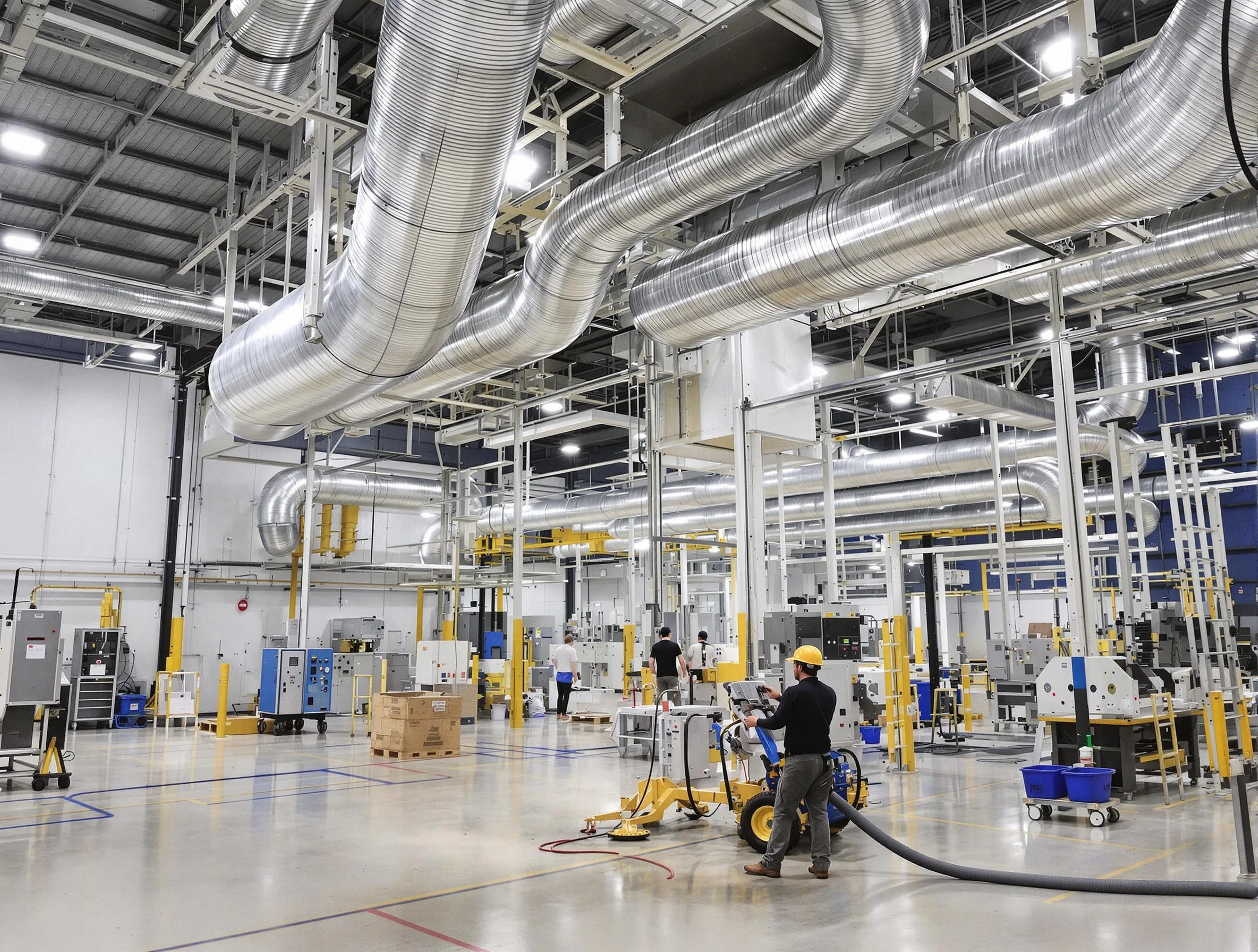 Butler Air Duct Cleaning team performing comprehensive industrial duct cleaning at a large facility in Butler